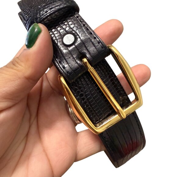 Trafalgar Black Genuine Java Lizard USA Brass Buckle Belt Mens Size 40 - Picture 4 of 7